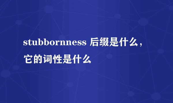 stubbornness 后缀是什么，它的词性是什么