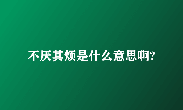 不厌其烦是什么意思啊?