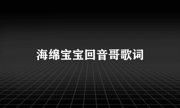 海绵宝宝回音哥歌词