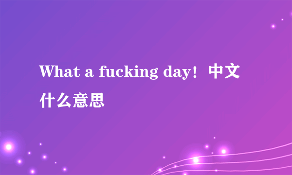 What a fucking day！中文什么意思