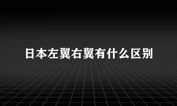 日本左翼右翼有什么区别