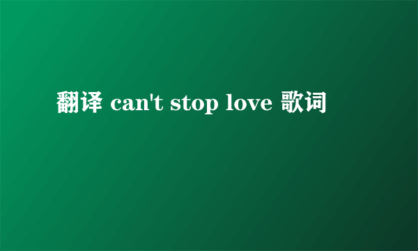 翻译 can't stop love 歌词