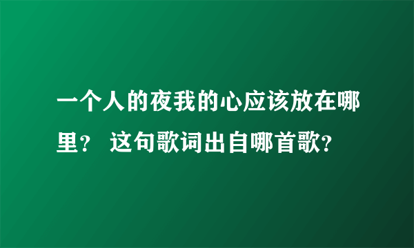 一个人的夜我的心应该放在哪里? 这句歌词出自哪首歌?