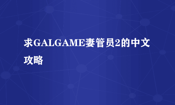 求GALGAME妻管员2的中文攻略