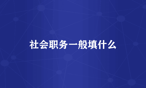 社会职务一般填什么
