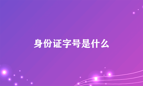 身份证字号是什么