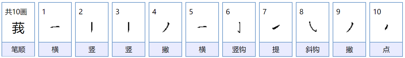 草字头下面一个我字是什么字啊 怎么念？