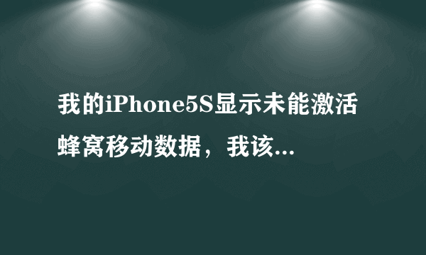 我的iPhone5S显示未能激活蜂窝移动数据，我该怎么设置。