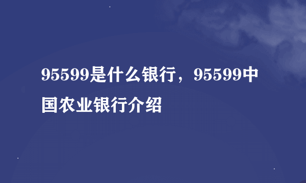95599是什么银行，95599中国农业银行介绍