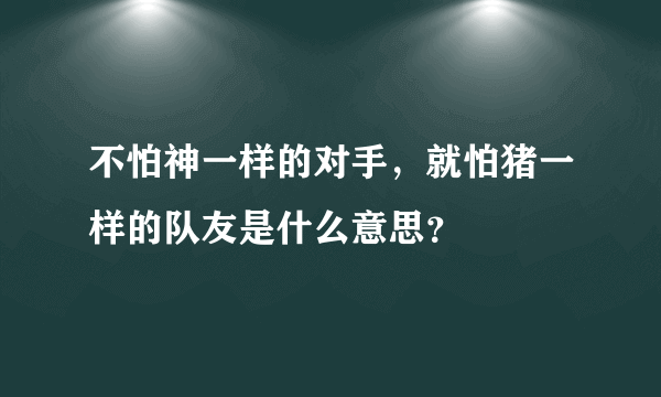 不怕神一样的对手,就怕猪一样的队友是什么意思?