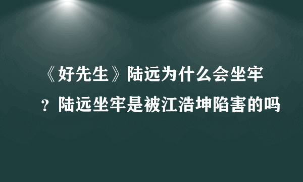 《好先生》陆远为什么会坐牢？陆远坐牢是被江浩坤陷害的吗