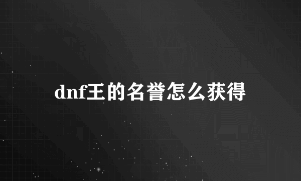 dnf王的名誉怎么获得
