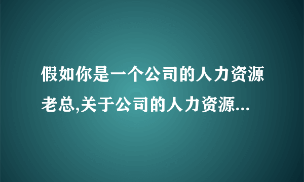 假如你是一个公司的人力资源老总,关于公司的人力资源工作,你做一个规划