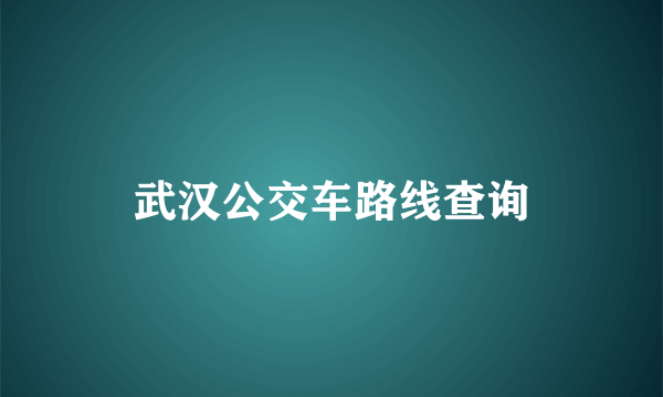 武汉公交车路线查询