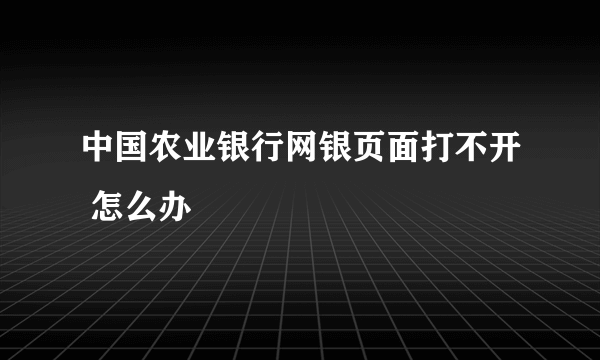 中国农业银行网银页面打不开 怎么办