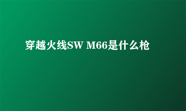 穿越火线SW M66是什么枪