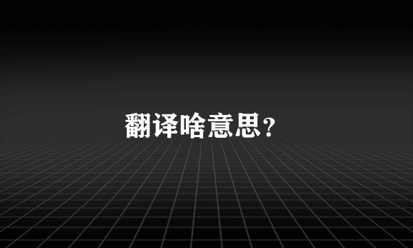 翻译啥意思？