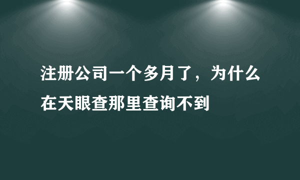 注册公司一个多月了,为什么在天眼查那里查询不到