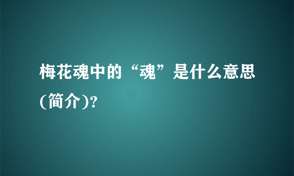 梅花魂中的“魂”是什么意思(简介)?
