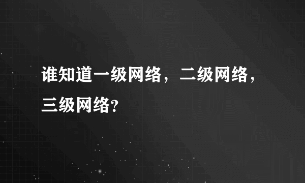 谁知道一级网络,二级网络,三级网络?