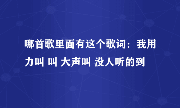 哪首歌里面有这个歌词：我用力叫 叫 大声叫 没人听的到