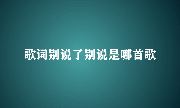 歌词别说了别说是哪首歌