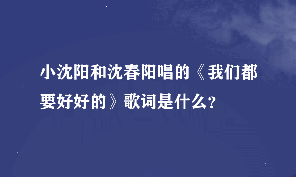 小沈阳和沈春阳唱的《我们都要好好的》歌词是什么?