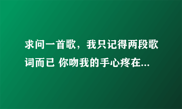 求问一首歌,我只记得两段歌词而已 你吻我的手心疼在心,心心一秒一秒被她占据