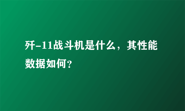 歼-11战斗机是什么,其性能数据如何?