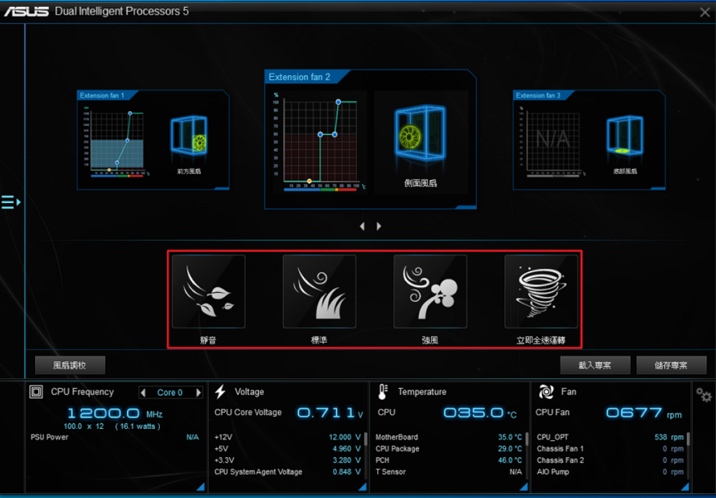 华硕主板的专门调节风扇转速的软件是哪一个?