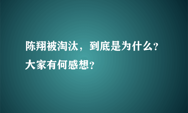 陈翔被淘汰,到底是为什么?大家有何感想?