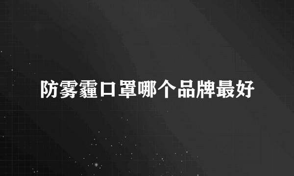 防雾霾口罩哪个品牌最好