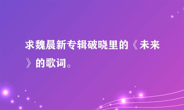 求魏晨新专辑破晓里的《未来》的歌词。