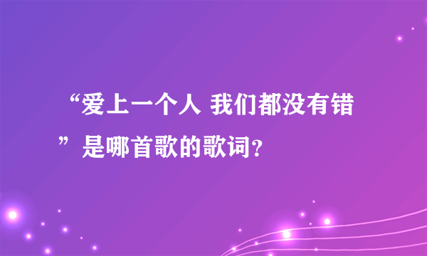 “爱上一个人 我们都没有错”是哪首歌的歌词？