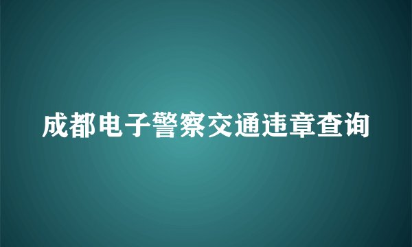 成都电子警察交通违章查询