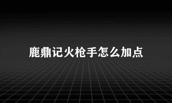 鹿鼎记火枪手怎么加点