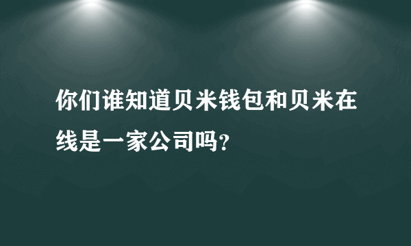 你们谁知道贝米钱包和贝米在线是一家公司吗？