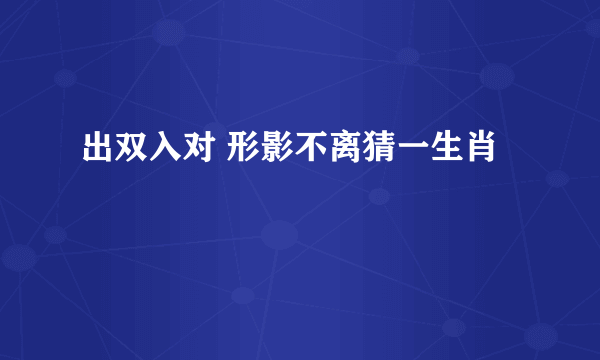 出双入对 形影不离猜一生肖