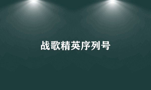 战歌精英序列号