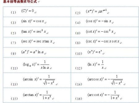 导数公式是什么？