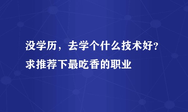 没学历，去学个什么技术好？求推荐下最吃香的职业