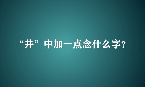“井”中加一点念什么字？