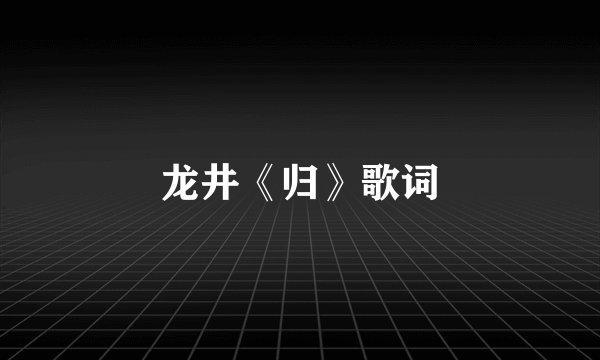 龙井《归》歌词