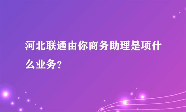 河北联通由你商务助理是项什么业务？