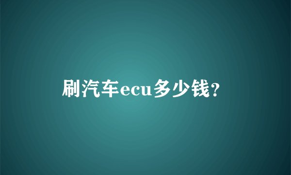 刷汽车ecu多少钱？