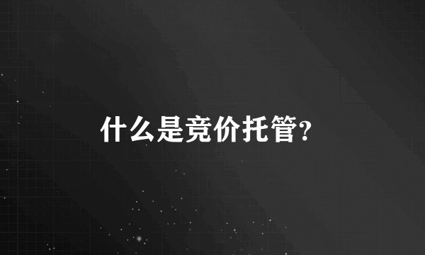 什么是竞价托管？