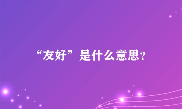 “友好”是什么意思？