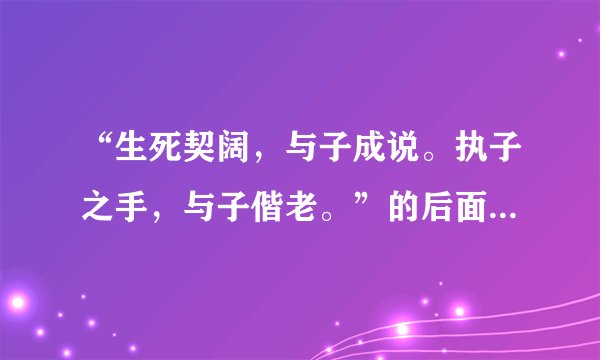 “生死契阔，与子成说。执子之手，与子偕老。”的后面一句，还有出处。