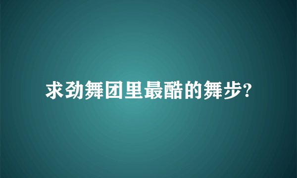 求劲舞团里最酷的舞步?
