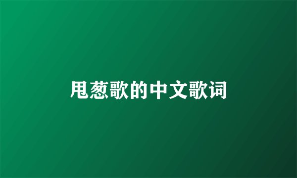 甩葱歌的中文歌词